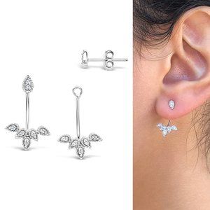 Sterling Forever Pear CZ Jacket Earrings